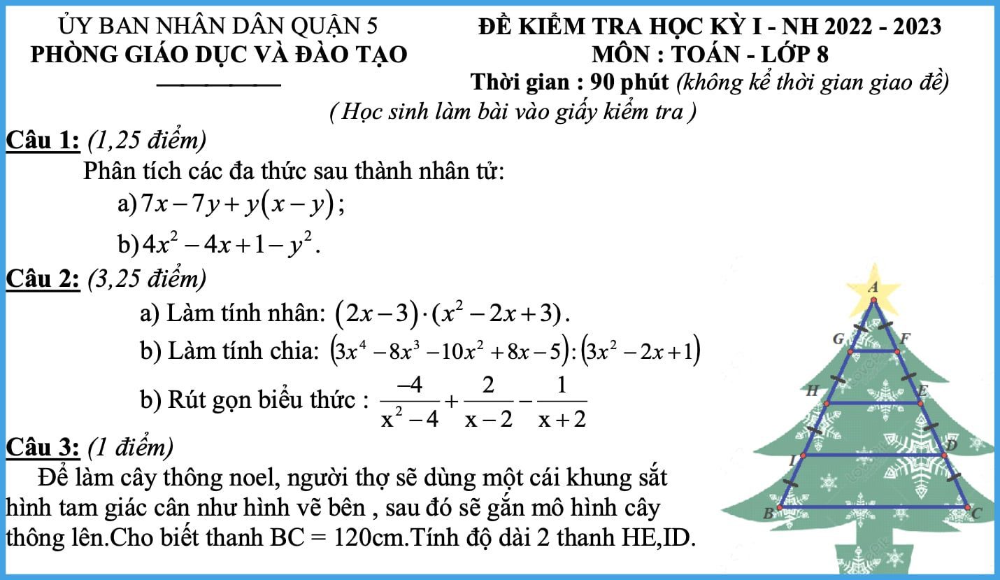 Đề thi học kỳ I Toán 8